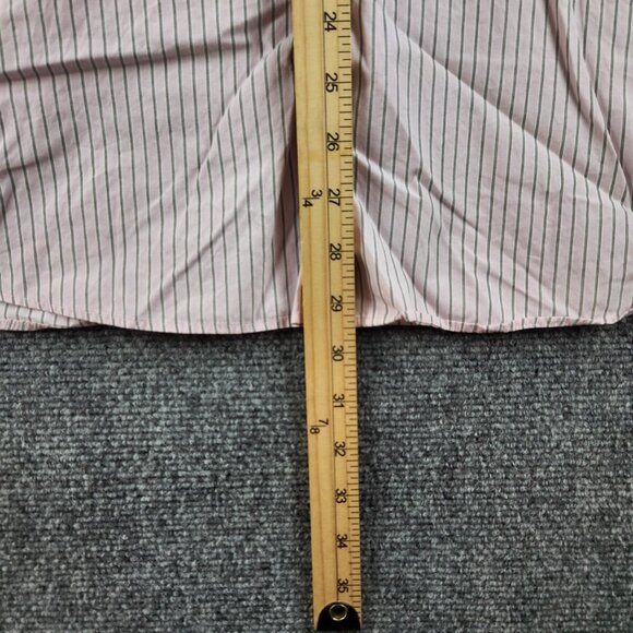 Thomas Pink Long Sleeve Button Up Shirt Men Cotton Striped Pink Slim Size 17 - Picture 4 of 14